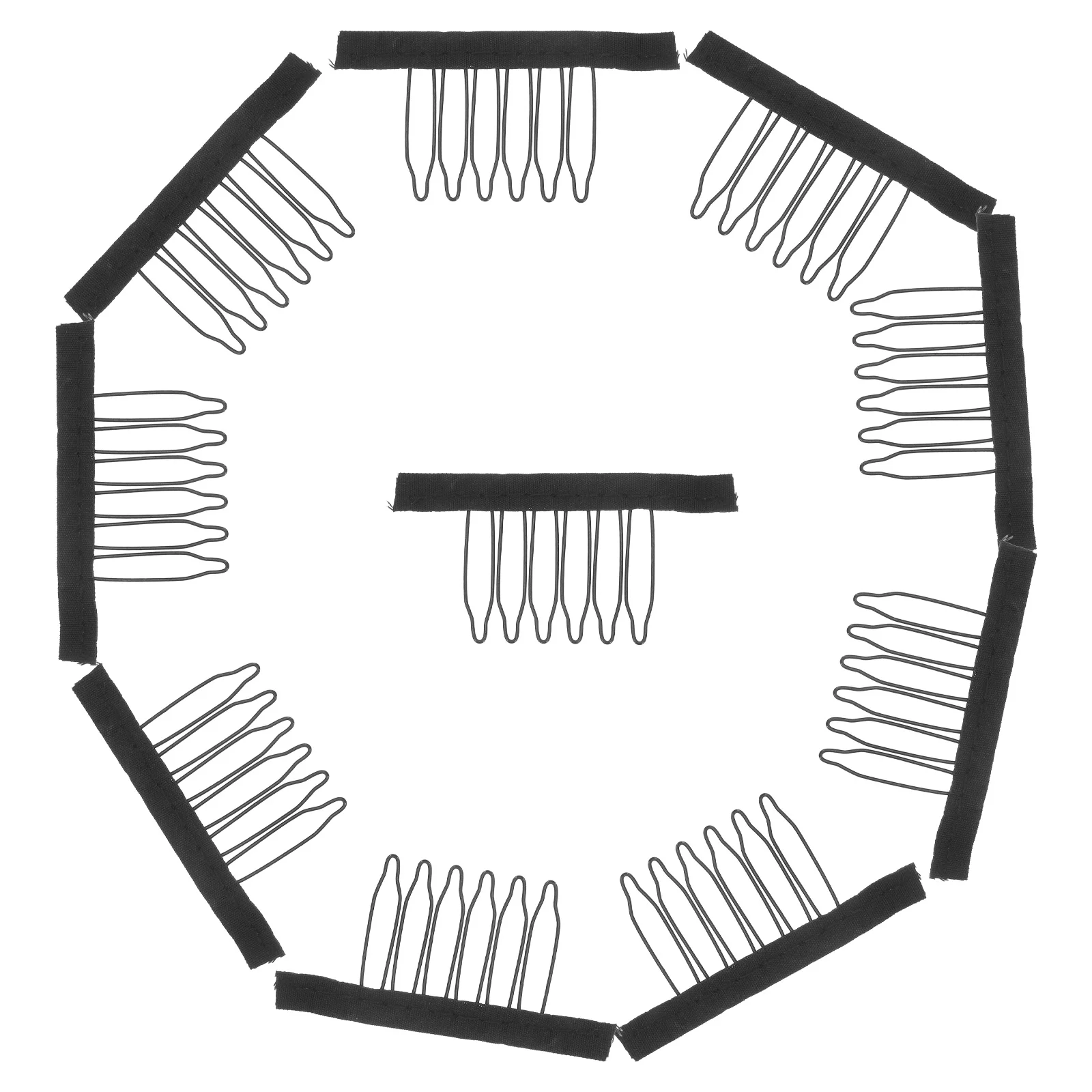 

12Pcs Clip Black Steel Tooth 6 Teeth Snap Comb Clips Sew on Lace Hair Fixing Tool Hairpiece Secure Hold