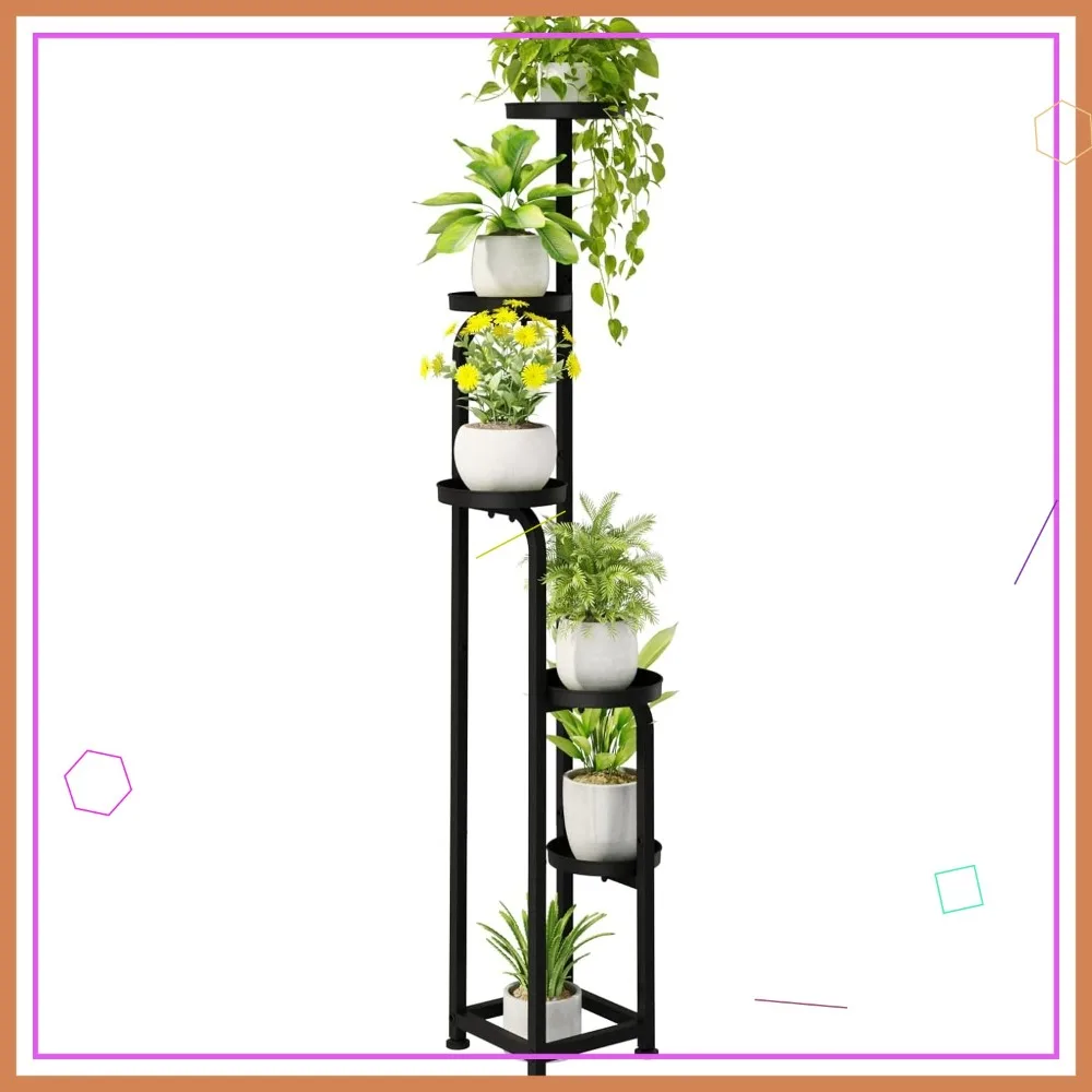 

5-ярусная металлическая подставка для растений для использования в помещении и на улице, прочная угловая полка для нескольких растений в патио, саду, гостиной