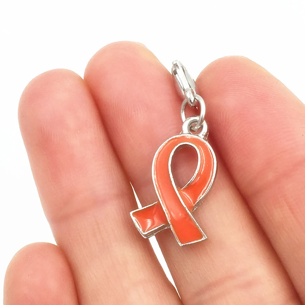 

50pcs Elegant Metal Ribbon Pendant Alloy Charms Jewelry Making Accessories for Women Lady Girls (Orange)