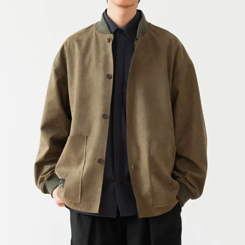 Suede Jackets for Men Japanese Style Vintage Panelled Outwear All-match Handsome Streetwear Personality Students Young Clothing