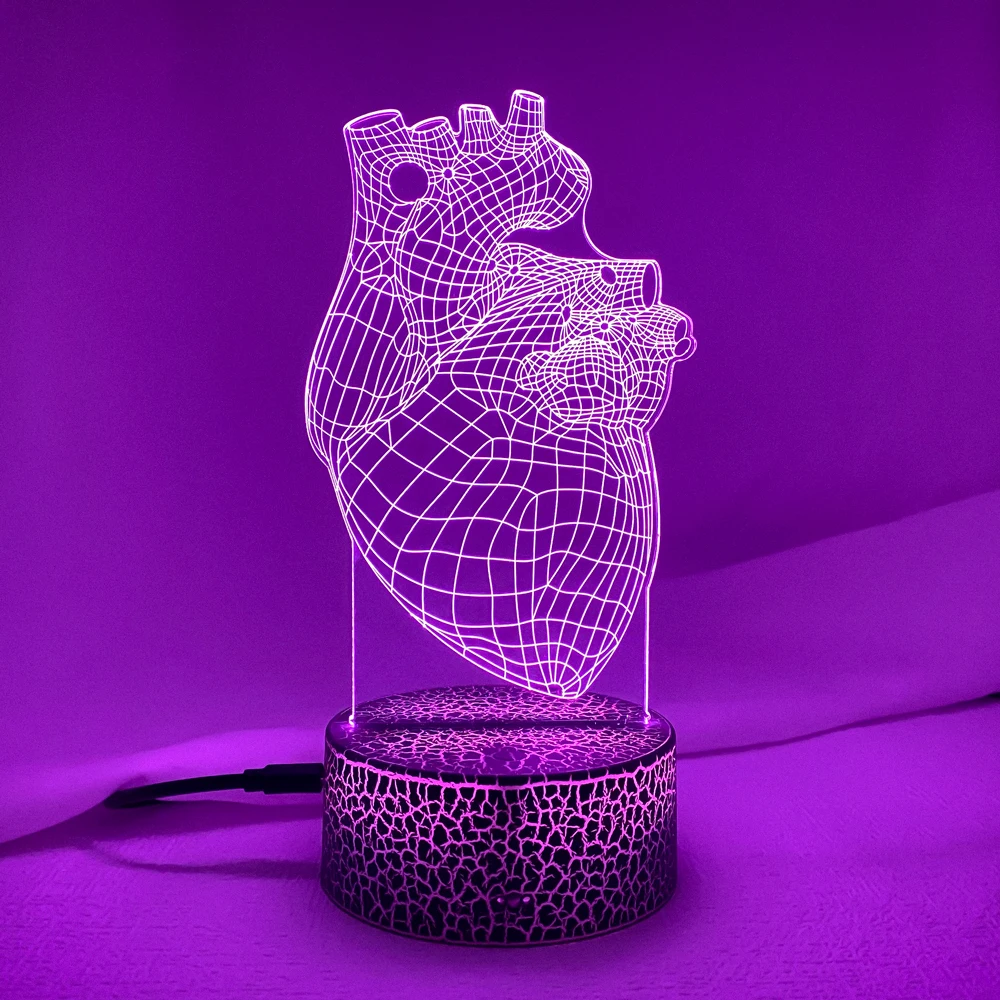 Acrylic Led Night Light Heart PNL for Bedroom Decoration Color Changing Nightlight for Fans Gift Room Decor QLF Coeurs 3d Lamps