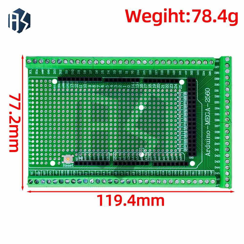 Doppelseitiger PCB-Schraubklemmenblock-Erweiterungsschild für Arduino MEGA-2560 R3 – Prototyping-Kit mit Entwicklungsplatinenmodul