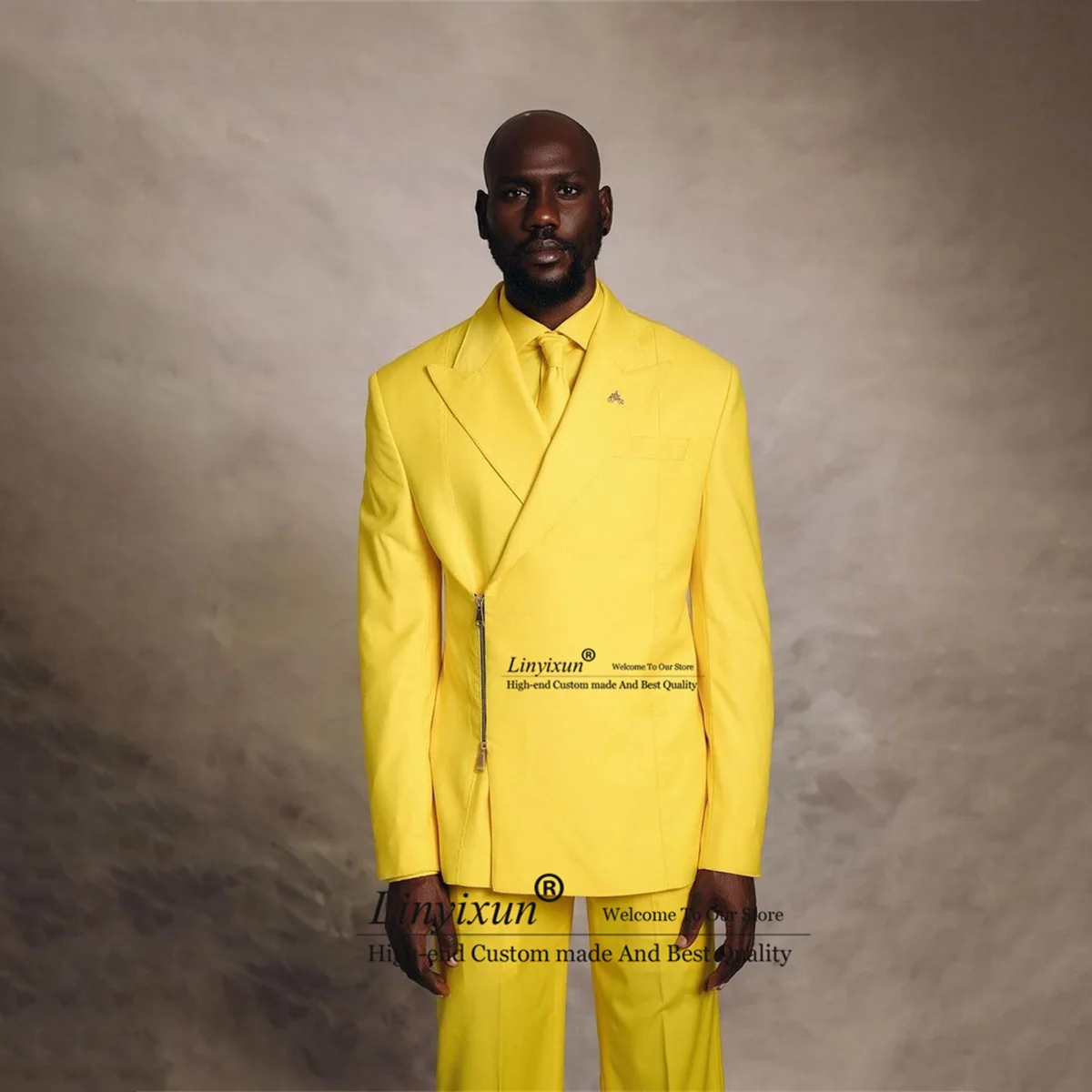 

Unique Design Men Suits zipper Groom Wedding Tuxedos 2 Pieces Sets Costume Homme Slim Fit Male Prom Party Blazer Ropa Hombre