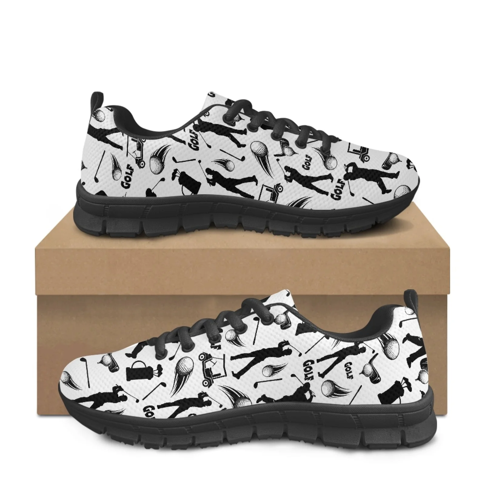 Coloranimal Golf Cartoon Print Women Cushioned Jogging Shoes for Long Standing Hospital Floor Comfort Sport Shoe for Camping