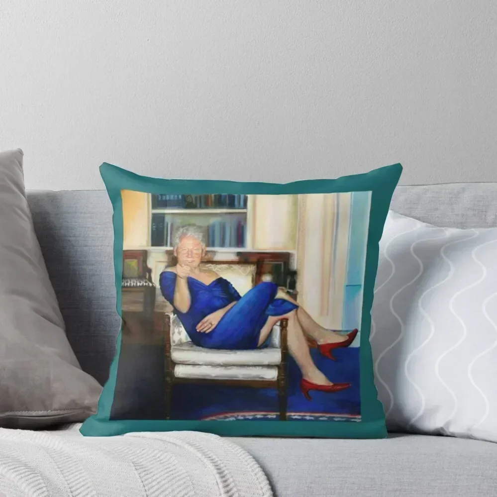 

Parsing Bill - Bill Clinton in Blue Dress - Jeffrey Epstein Throw Pillow Cushions For Decorative Sofa Cushion Child pillow