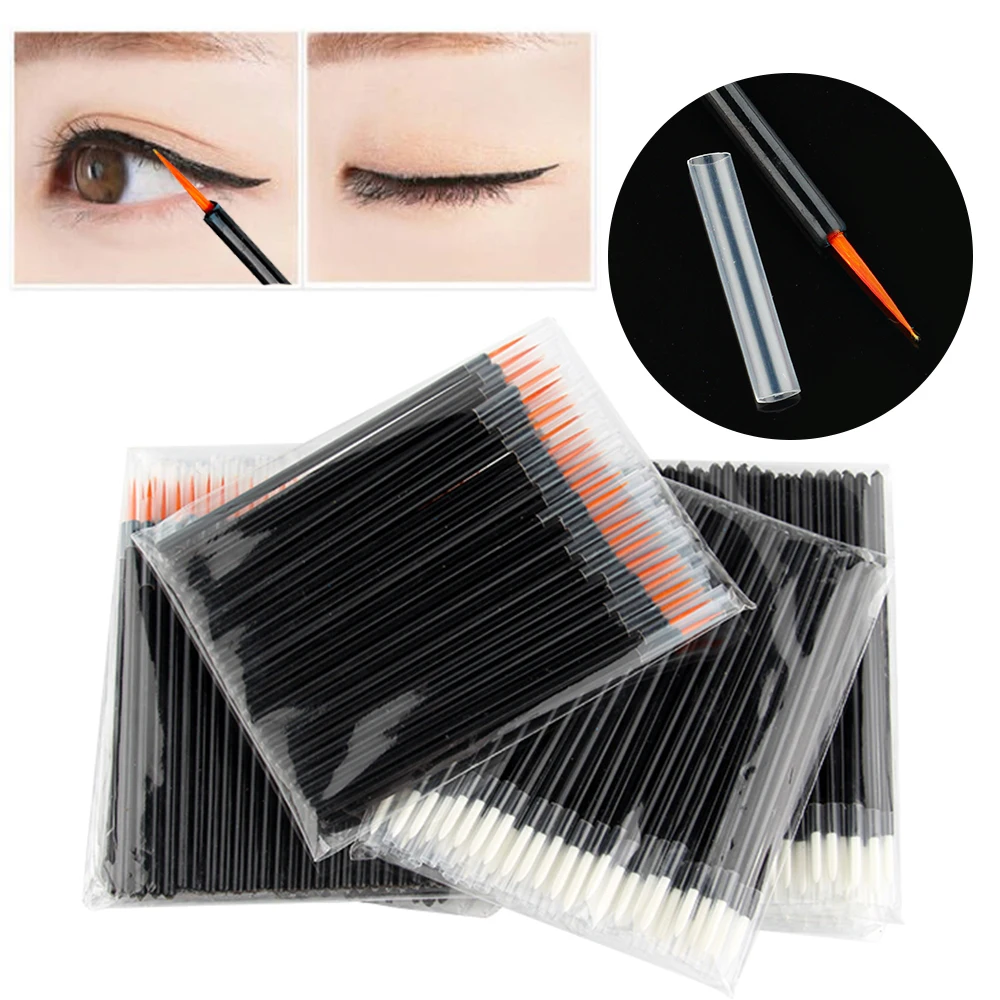 50 pezzi pennelli per eyeliner pennello per trucco applicatore punta lunga e sottile bacchetta per eyeliner donna bellezza cosmetica estensione ciglia strumento per il trucco