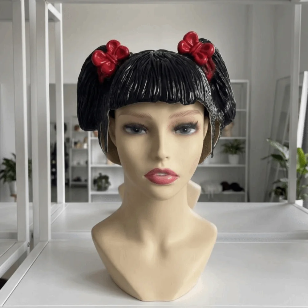 Student Style Short Bob Latex Mask Realistic Dressing Up Cosplay Wig Reusable Soft Overhead Masks Costume Party