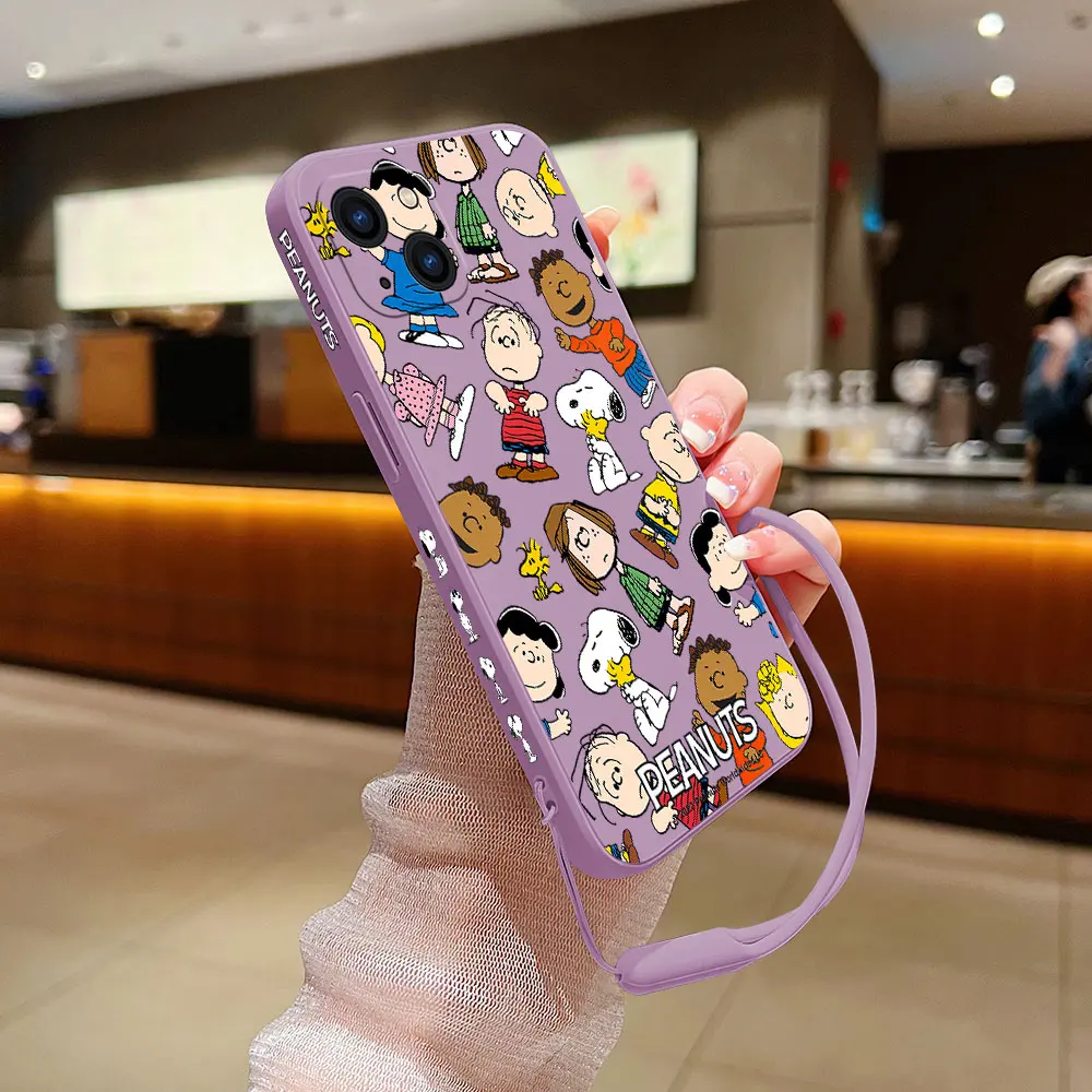 Cartoon Phone Case For iPhone 15 14 13 12 11 Pro Max Mini X XR XSMAX SE 8 7 Plus Soft Peanuts Liquid Silicone S-Snoopies Cover