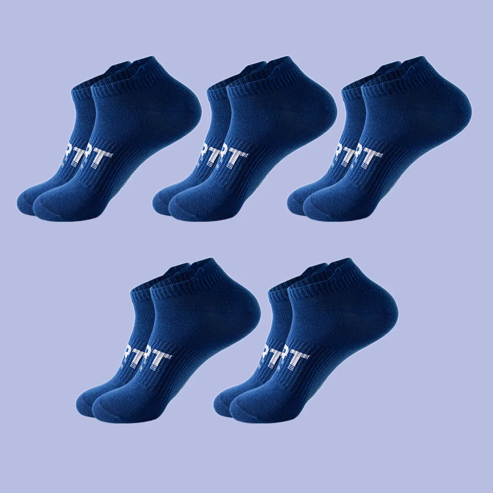 Calcetines deportivos para correr para hombre, medias finas de algodón, resistentes al sudor, corte bajo, boca poco profunda, 5 pares