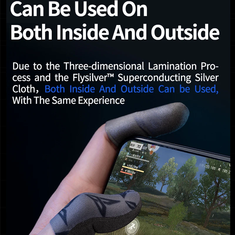 Flydigi غطاء أكمام إصبع الألعاب من القماش الفضي P1 Lite 40D نايلون مقاوم للاهتراء + محتوى فضي 100% حساسية عالية رفيع للغاية