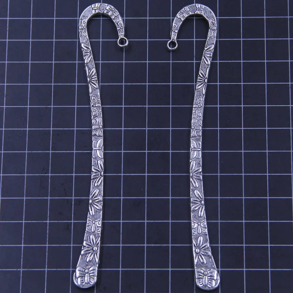 Silver Tone Rose Flowers Butterfly Animal Carved Bookmarks With Loop Jewelry Diy Making Findings Wholesales 124mm
