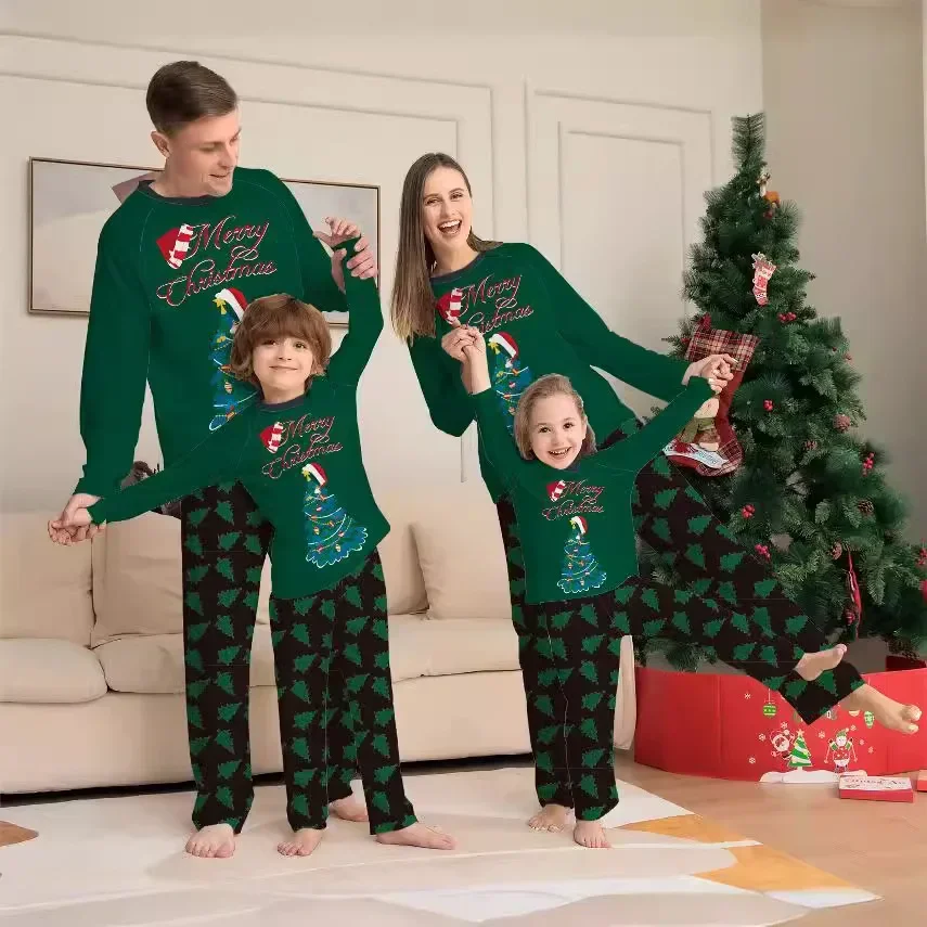 Conjunto de pijamas de Navidad familiar, ropa de Año Nuevo para adultos y niños, trajes a juego para bebés, ropa de dormir, pijamas de aspecto familiar de Feliz Navidad 2025