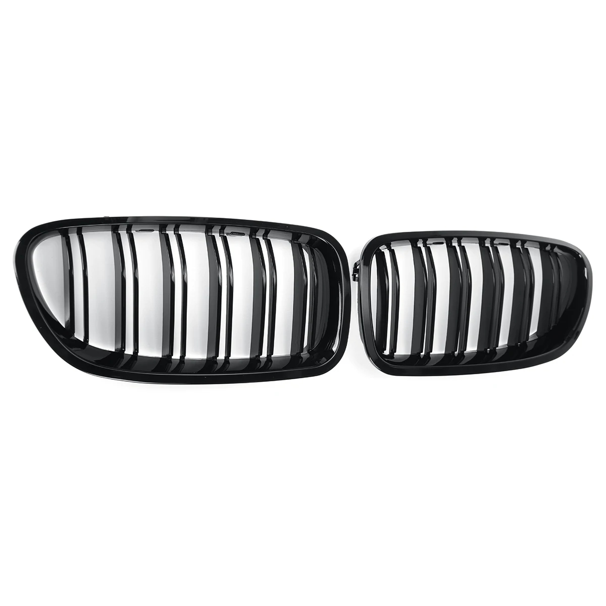 Glossy Black Front Kidney Double Slat Grill Grille For BMW 5 Series F10 F11 F18 2010-2017 Dual Line Racing Grills