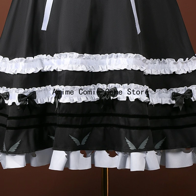 متوفر S-2xl Nijisanji Kanae تأثيري خادمة Vtuber تأثيري طويلة الأكمام فستان أسود ملابس حفلات الهالوين للنساء