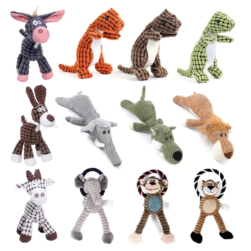 Fun Pet Toy Donkey Shape Corduroy Chew Toy For Dogs Puppy Squeaker Squeaky Plush Bone Molar Dog Toy Pet Training Dog Accessories