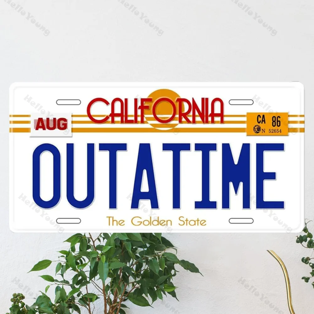 Outatime Back to The Future Replica Stamped Aluminum License Plate 12x6 Inch Novelty Car Tag for Fans and Collectors