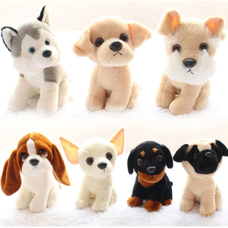 Família cão de estimação schnauzer chihuahua husky labrador rottweiler shar pei pug brinquedo de pelúcia boneca dos desenhos animados animal menino menina presente