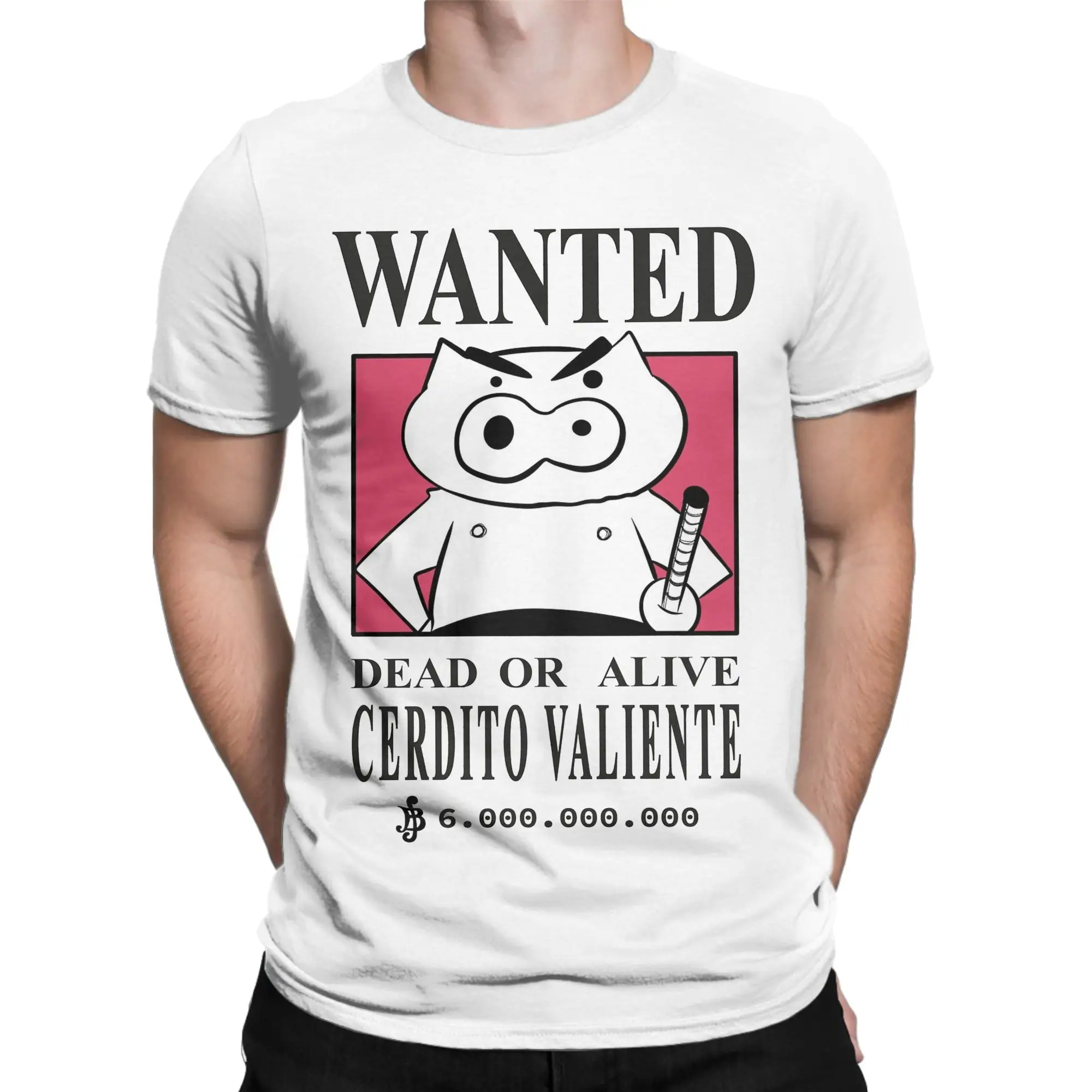 Funny Wanted Brave Pig Crayons Shin-Chans T-Shirt for Men O Neck 100% Cotton T Shirts  Short Sleeve Tee Shirt 6XL Clothes