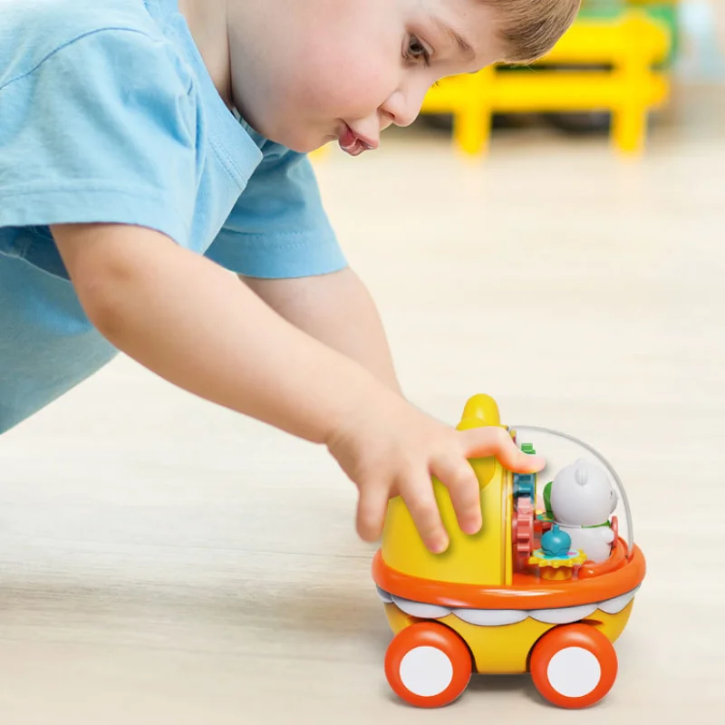 Puxar para trás brinquedos de carro para crianças, carro de inércia para crianças pequenas, brinquedo de empurrar urso fofo, brinquedo de quebra-cabeça para meninos e meninas, presentes de Natal para bebês