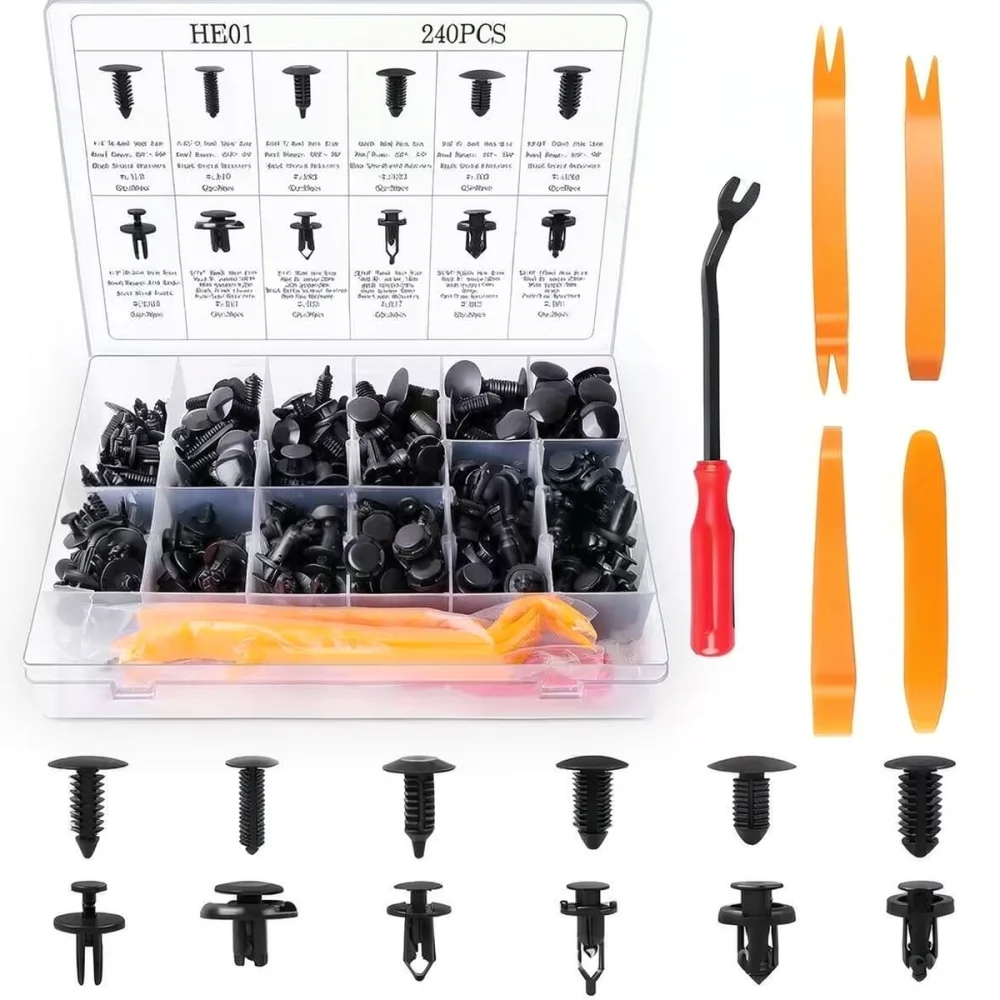 Universal Automotive Fastener Clips Assortment Kit For Car Bumper Fender Liner Door Panel Repair Push Type Rivets Tool