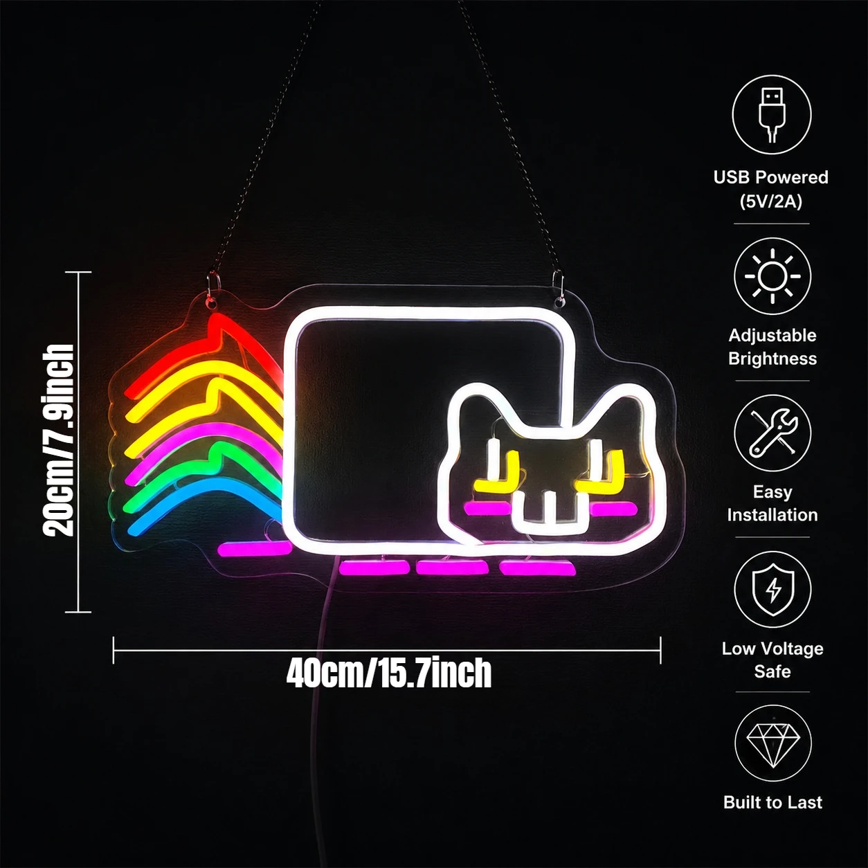 Letreiro LED Neon Gato Arco-Ír - Ambient Light Bar Usb avaliação e preço