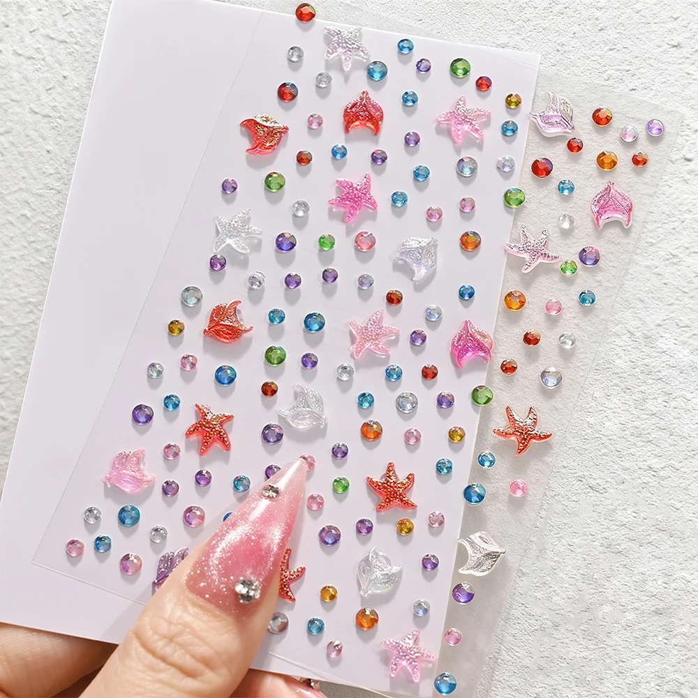 

1 лист 3D переливающиеся морская звезда круглые татуировки на лице наклейки BlingCrystal Diamond татуировки для сценического фестиваля макияж Декор горный хрусталь