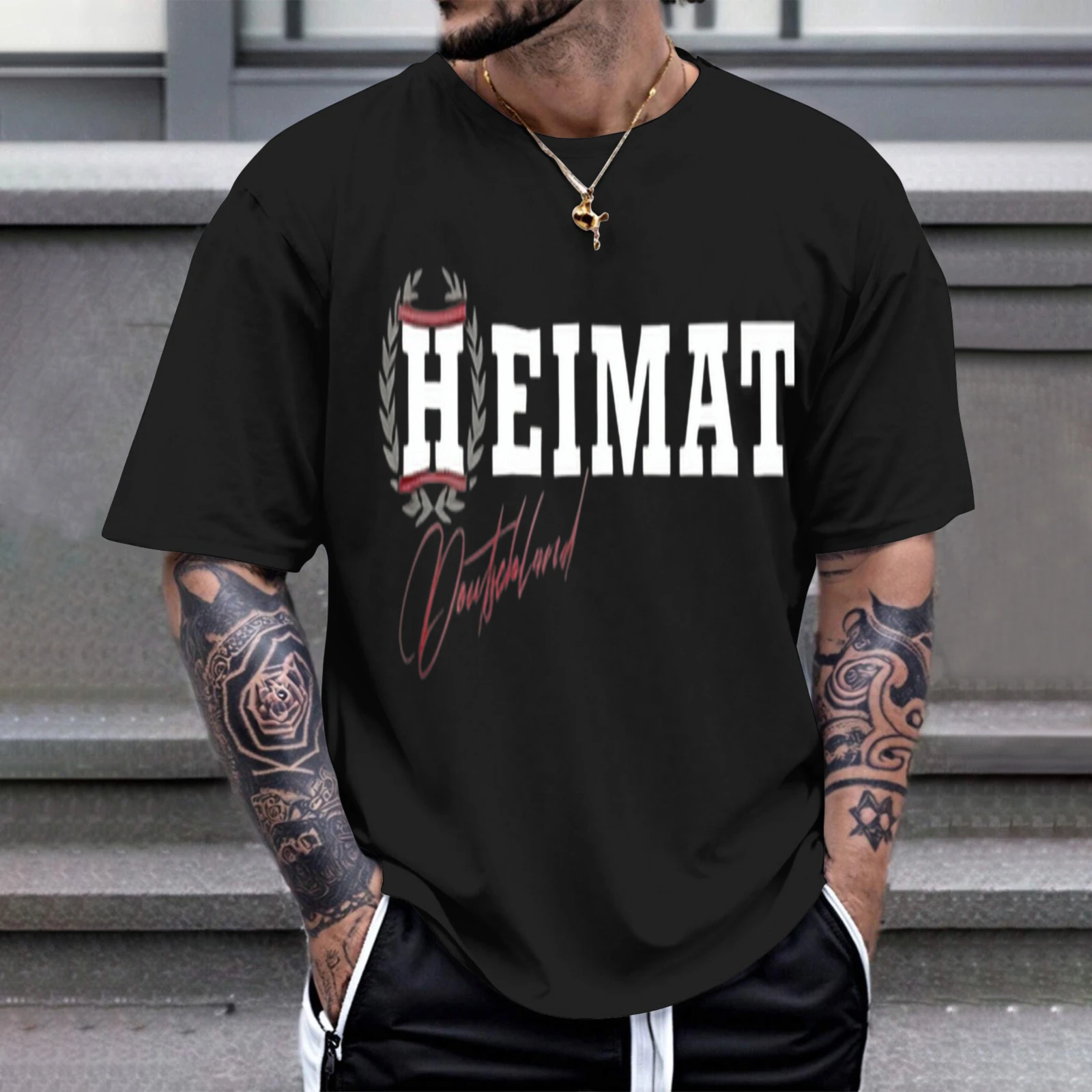 Herren-T-Shirt mit deutschem Wappen-Design, perfekt bedruckt für Freizeitkleidung, Partys und Karnevalsdesigns