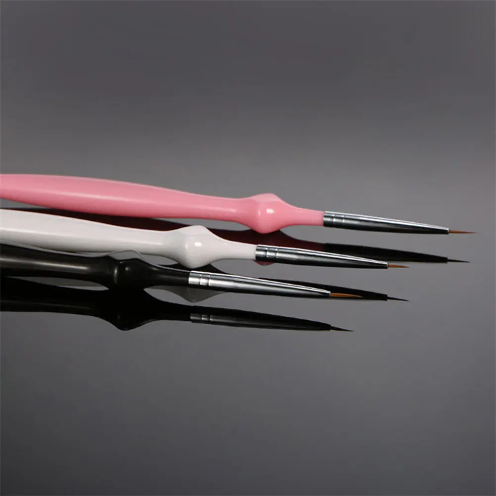 3Pcs Fine Nail Brush Set DIY Nail Art Tool Black White Pink for Lines Flowers Patterns Detail Paint Brush Manicure Tools