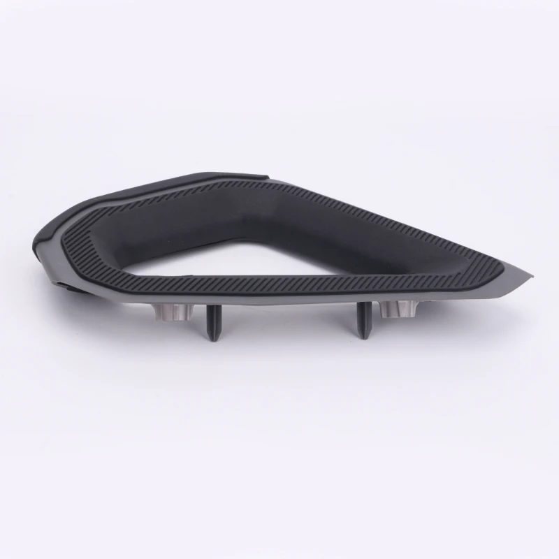 M68B Front Center Console Interior Handle with Machined Metal Structure, Open Triangular Grip, and Ribbed Face Detail