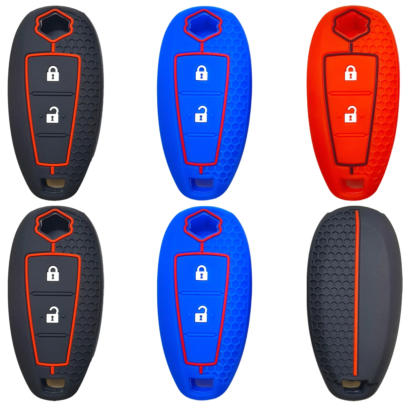 

Suitable for Suzuki Feng Yu Kai Ze West Vitra Qi Yue Xiaotu smart 2-button silicone car key cover honeycomb style
