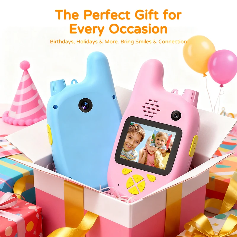 2 قطعة لعبة جهاز الاتصال اللاسلكي للأطفال مع شاشة عرض 2.0 بوصة كاميرا مزدوجة اتجاهين استقبال الاتصالات الداخلية والخارجية