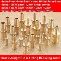 Brass Straight Hose Pipe Fitting Barb Reducing Water Pipe Joint 4 5 6 8 10 12 14 16 19mm Gas Copper Coupler Connector Adapter