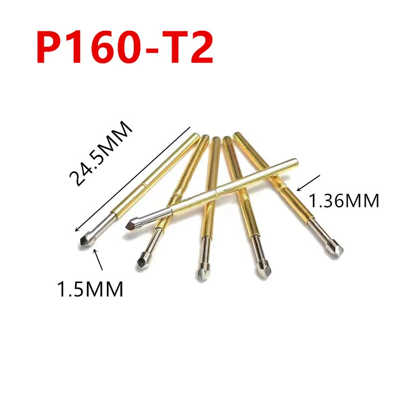 

100 PCS/Pack P160-T2 Diamond-shaped Spring Test Probe Outer Diameter 1.36mm Total Length 24.5mm PCB Pogo Pin