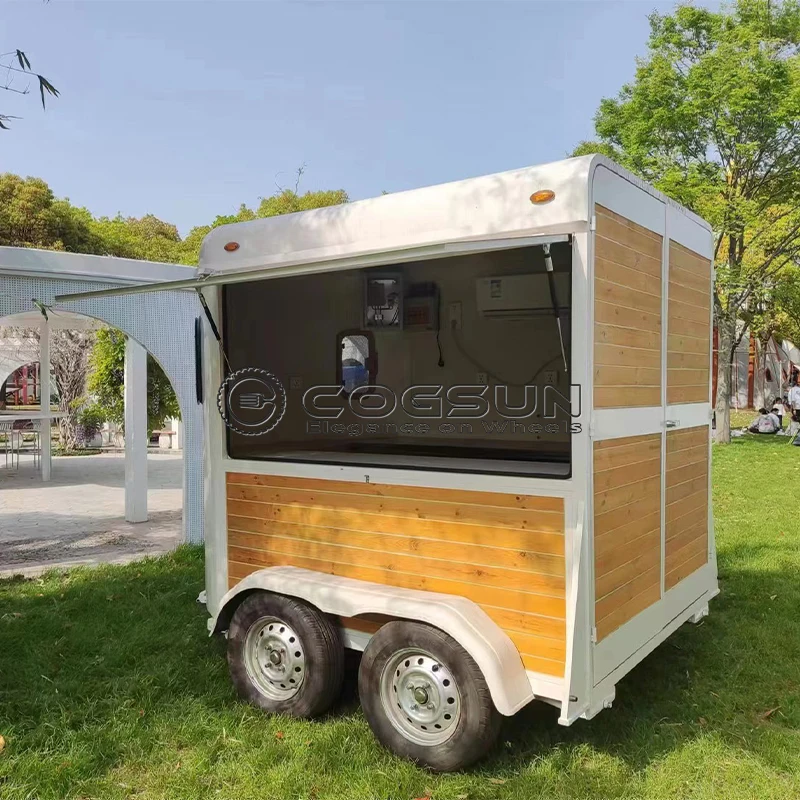 

Фургон-ресторан на колесах для бургеров, хот-догов и закусок с полностью оборудованным мобильным кофейным киоском и баром для напитков