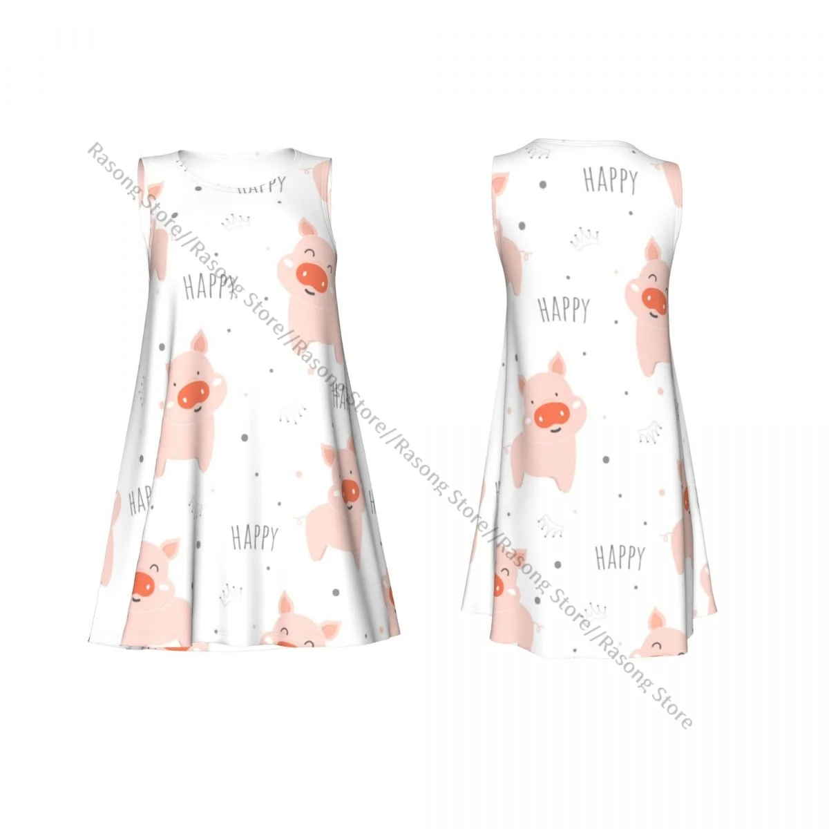 Robe femme cochons mignons imprimé été t-shirt décontracté plage couvrir robe débardeur