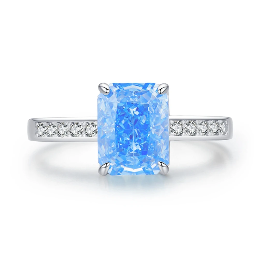 Imagem -02 - Wong Rain-925 Sterling Silver Sapphire Anel Turmalina Paraíba Pedras Preciosas Aquamarine Jóias de Casamento e Noivado Ice Cut 100 Prata 7x9 mm