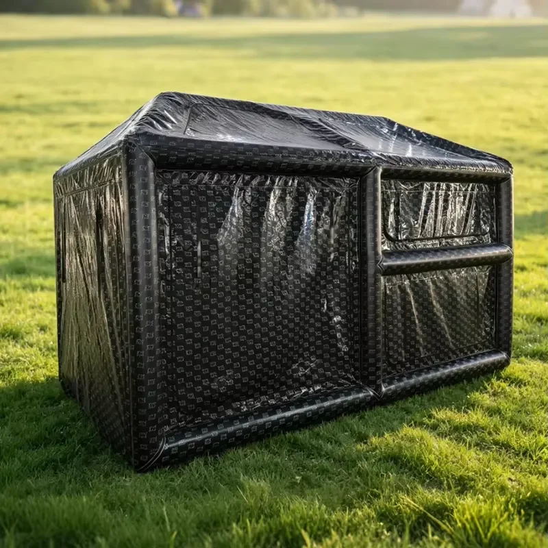 Black Inflatable Camping Tent With Bunk Bed Design Heavy Blow up Shelter Custom Logo Inflatable Glamping Tent