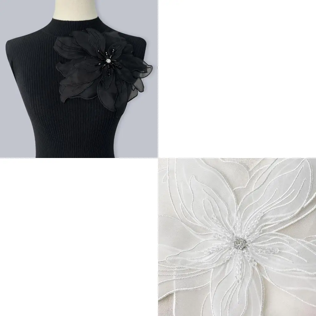 Flowers Patches Rhinestones Applique DIY Wedding Dress Sewing Accessories Y166