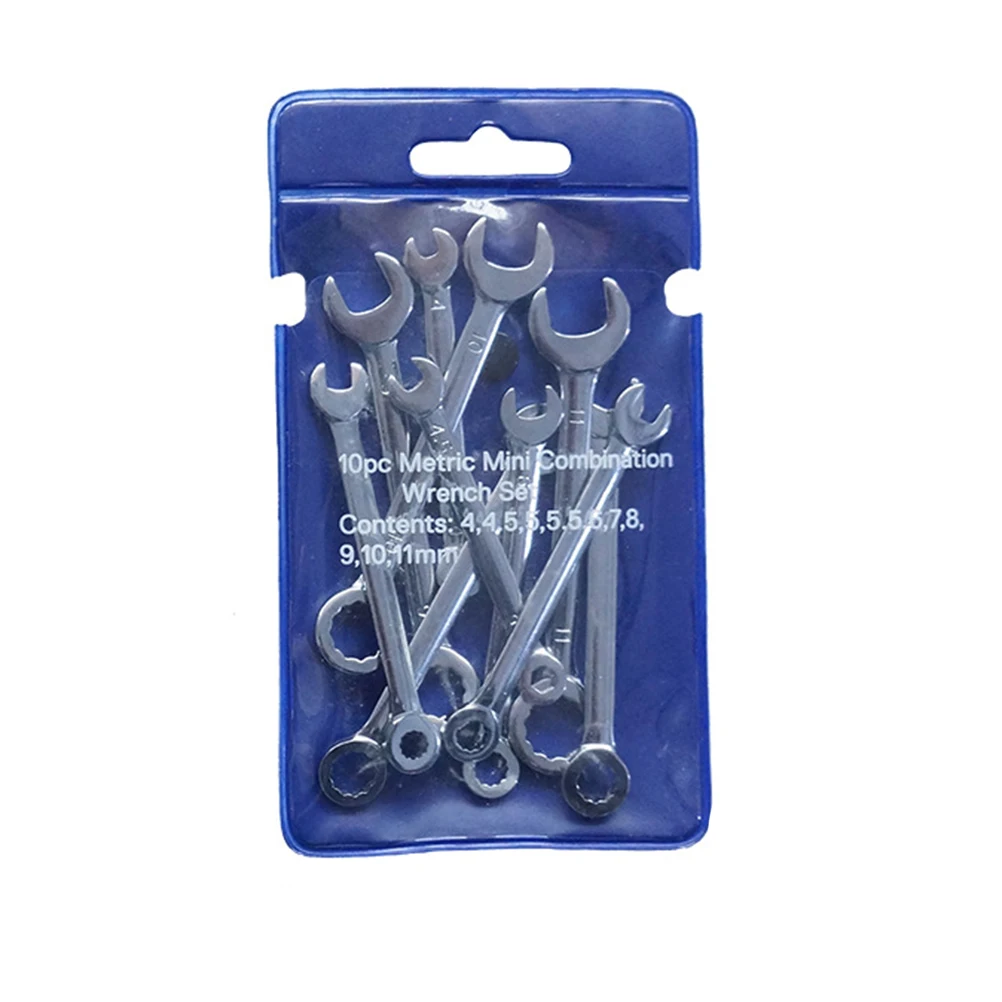 

10pcs Mini Mirror Polish Open End Wrench Set 4Mm 6Mm 8Mm 10Mm Dual Head Spanner Tool Portable Ratchet Wrench For Home Factory