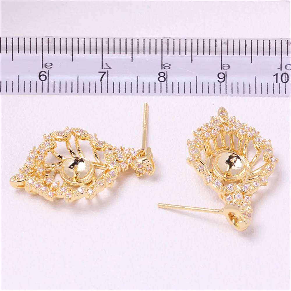 DIY Pearl Accessories with Empty Phoenix Tail Zircon Pearl Earrings S925 Silver Needle Jewelry Temperament Earrings for Women