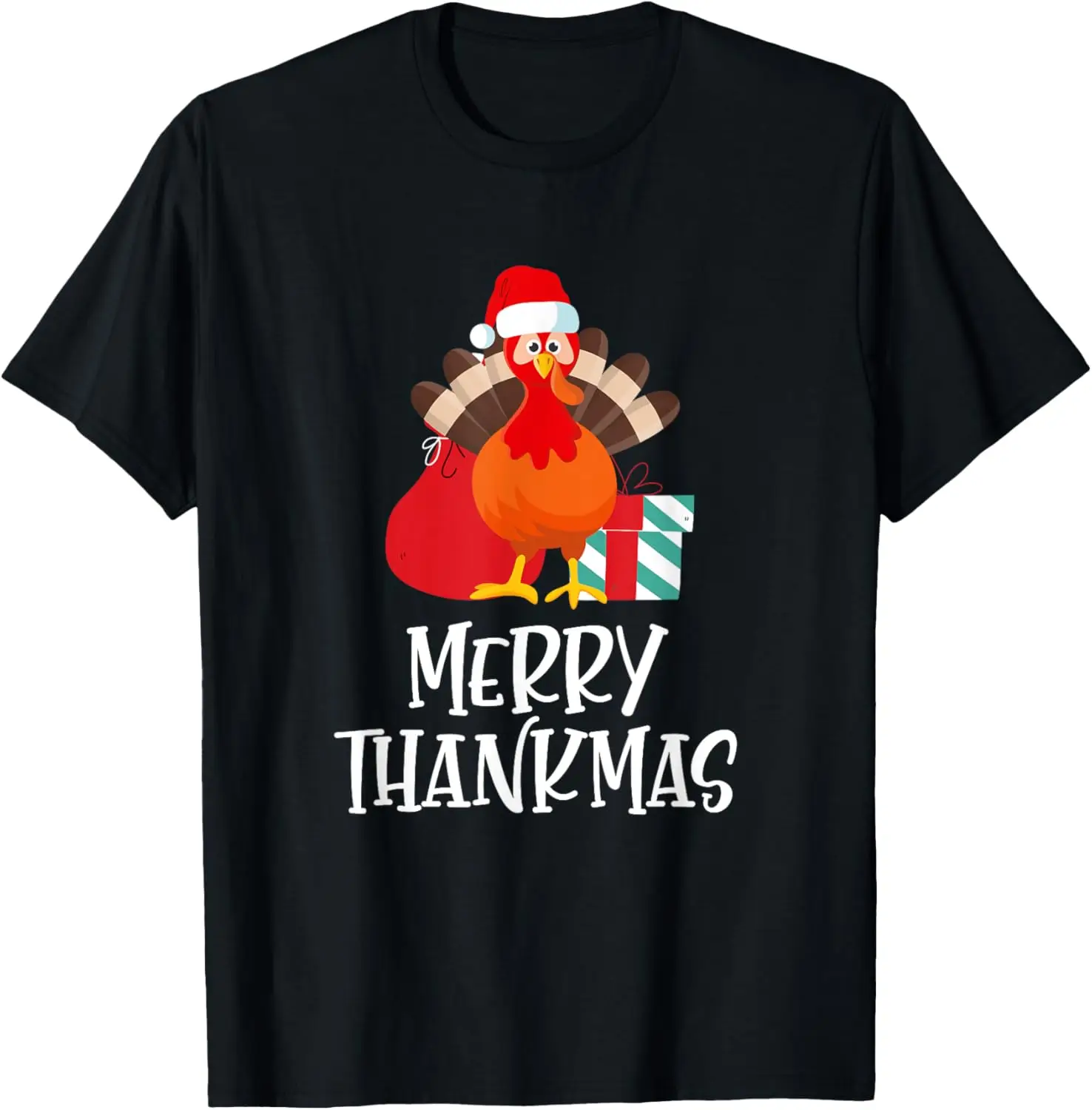 

Merry Thanksmas Happy Thanksgiving Santa Turkey Gift T-Shirt