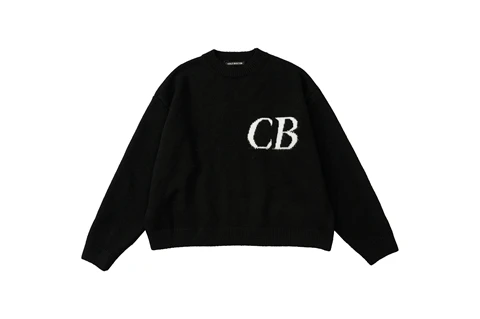 M985 Cole Buxton  Minimalist Letter Logo Jacquard Loose Round neck sweater