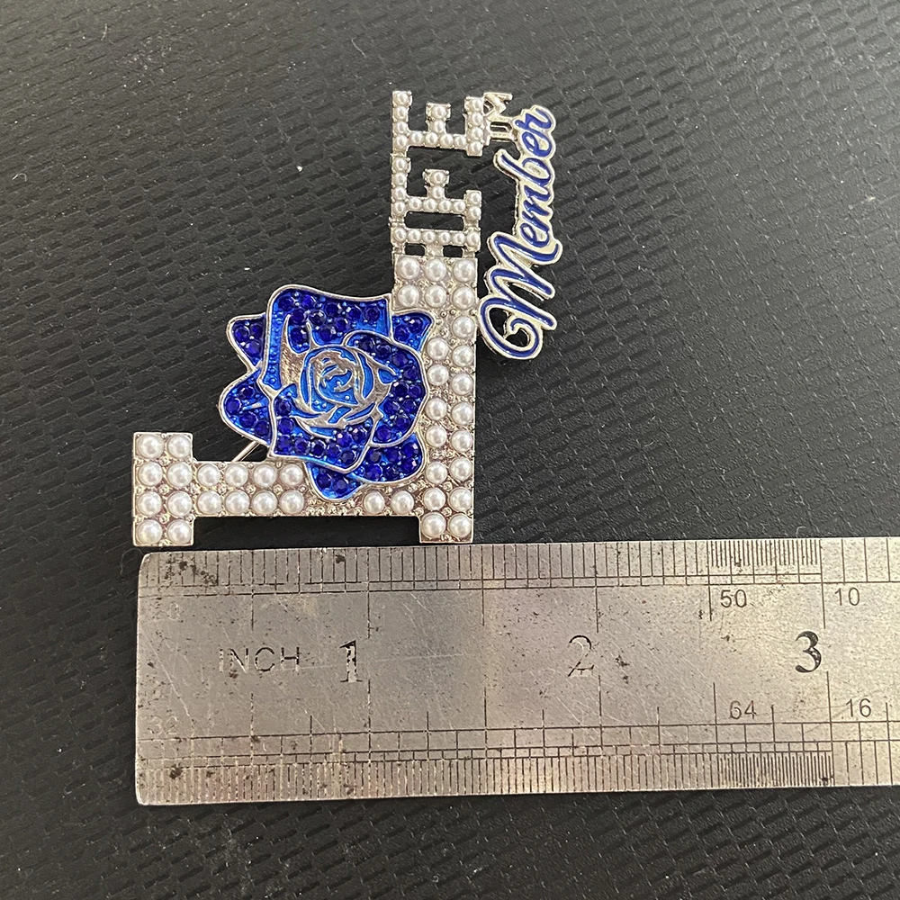 Zeta Phi Beta Greek Organization Club Blue Flower Jewelry Brooch