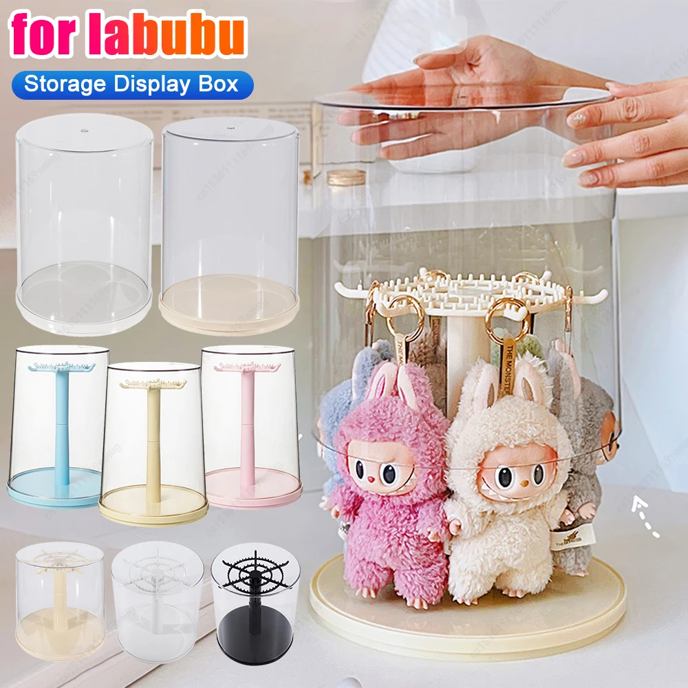 

2025 for Labubu Pendant Display Box Rotating Transparent Labubu Plush Doll Figure Blind Box Storage Display Stand Girl Gifts