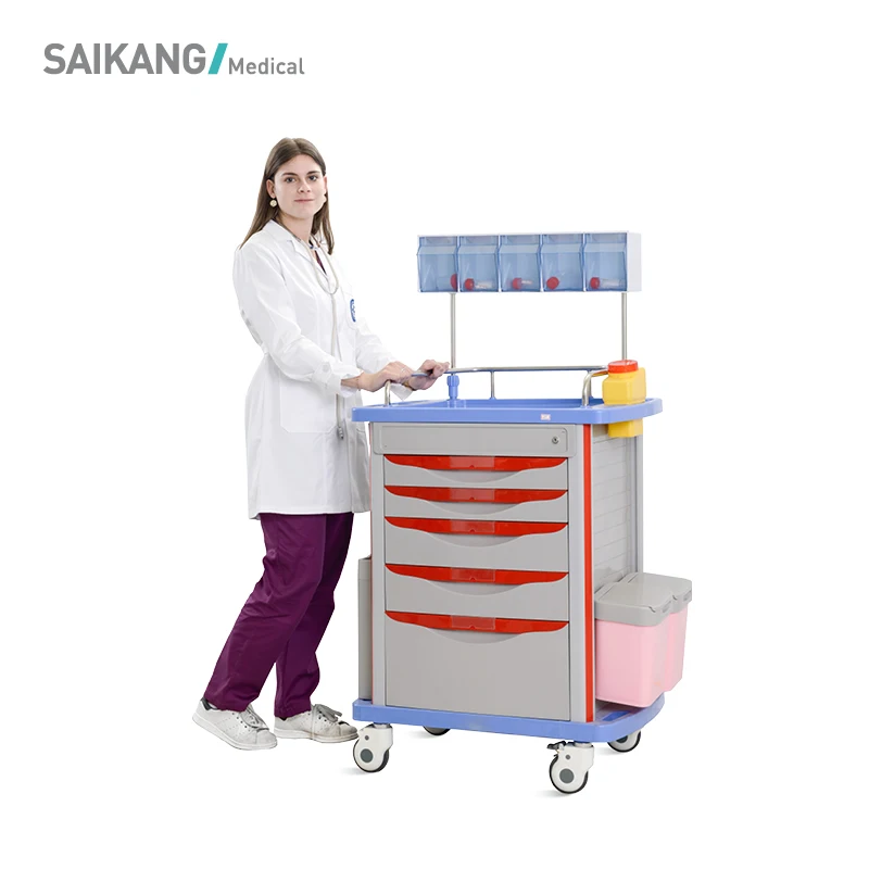 

SKR054-AT ABS Plastic Hospital Service Anaesthesia Drug Emergency Medical Trolley