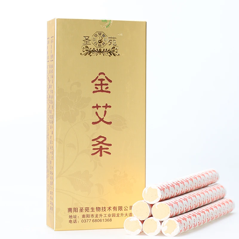 Golden Moxa Stick 35:1 Moxa Stick Rolls Moxibustion Therapy 18x200mmX10 Sticks