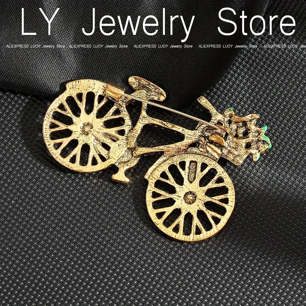 Creative Bicycles Shaped Brooch Colorful Full Rhinestones Cycle Bike Lapel Pin For Women Ladies Daily Clothing Decor Accessories