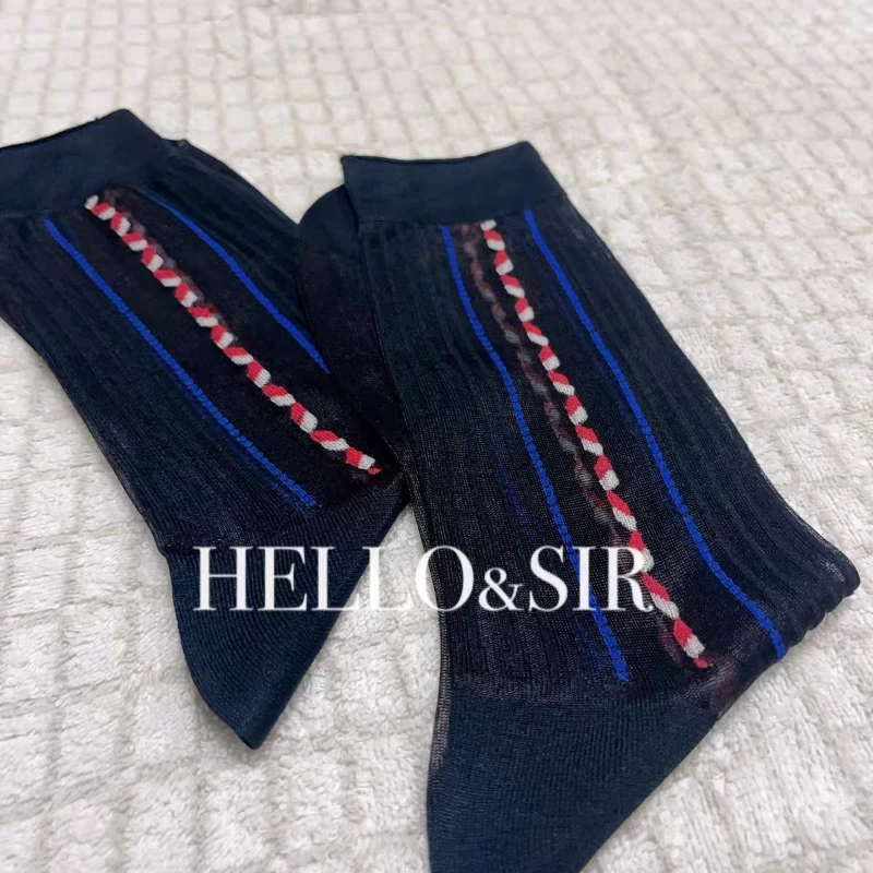 

Мужские полосатые носки в винтажном стиле, высококачественные, мягкие, летние, ультратонкие, прозрачные, короткие, сексуальные, прозрачные, деловые, классические носки-трубы