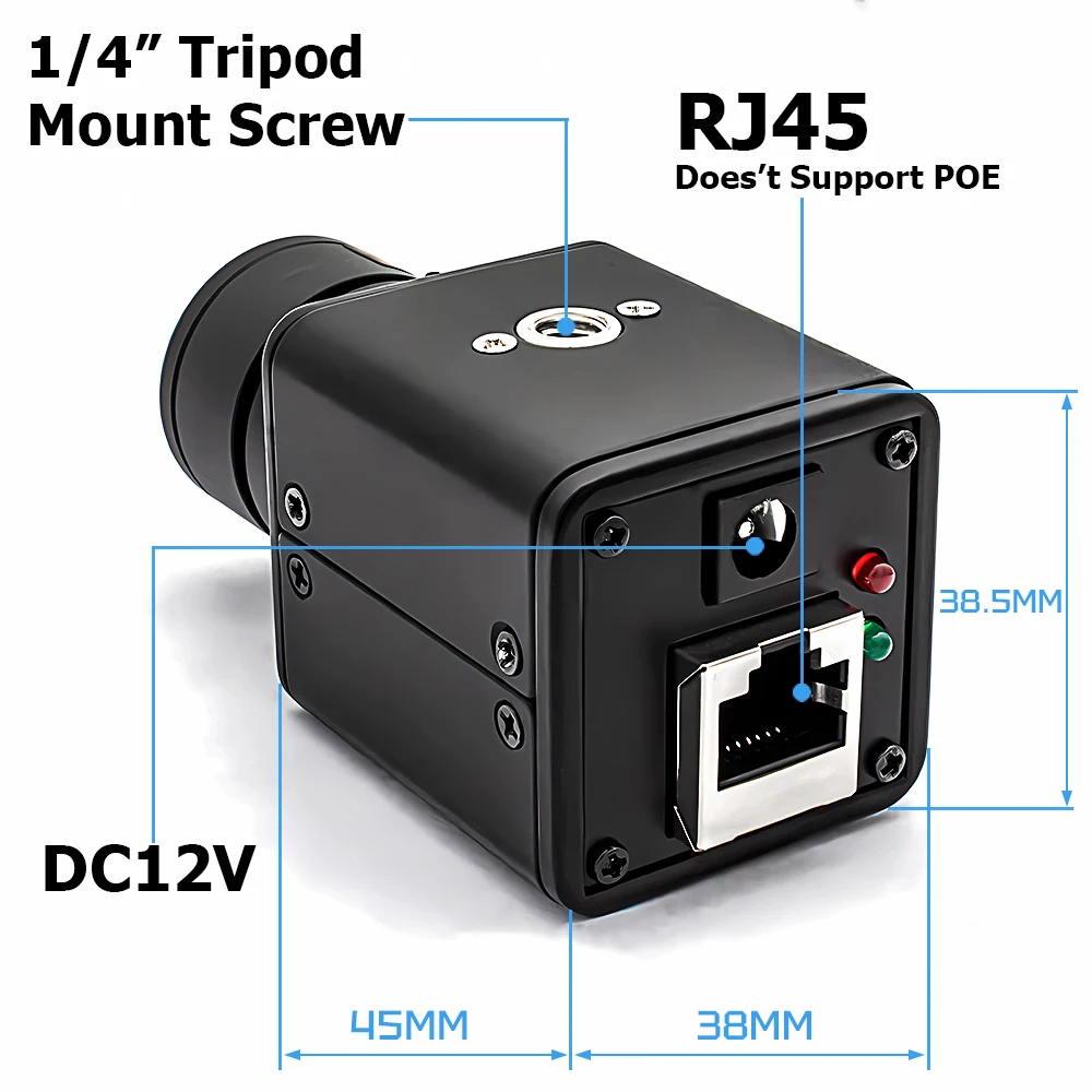 WGWK Мини 2/4MP IP-камера DC12V 16 мм 21 градусов H.265 HD Безопасность Высокое разрешение Наблюдение Onvif P2P Система видеонаблюдения RJ45 Веб-камера