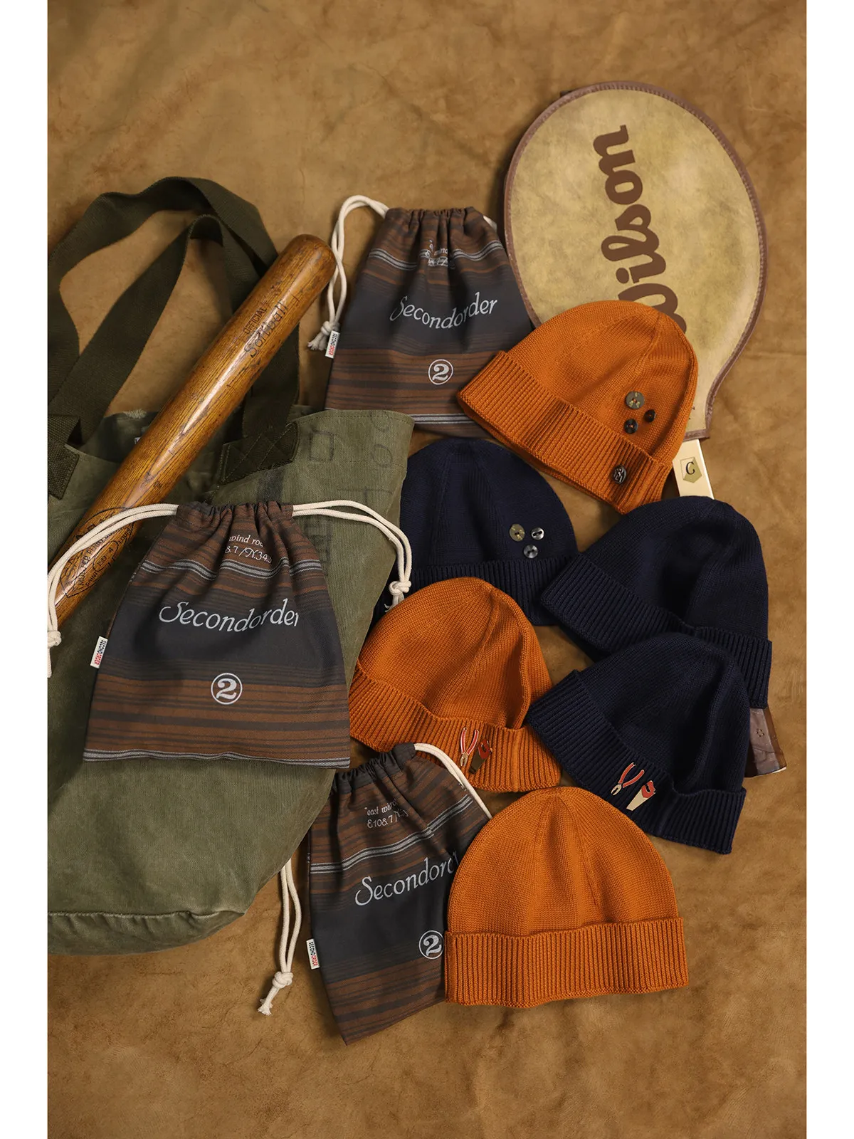 Secondorder SS26 Roll-up Beanie Extra Long Staple Cotton American Navy Vintage Knitted Beanie Hat